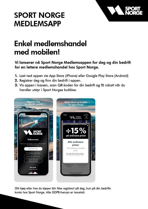 Sport Norge 15% Discount - INFO ONLY