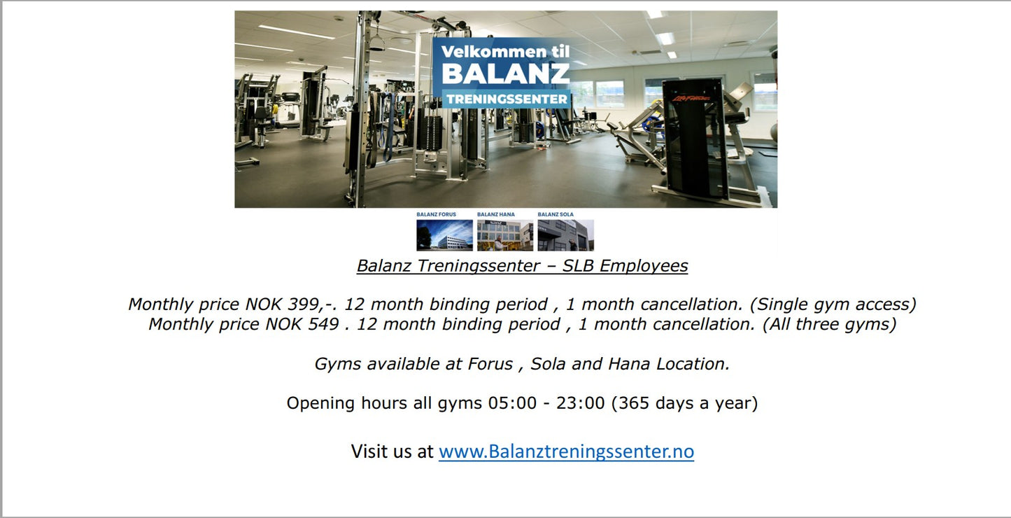BALANZ TRENINGSSENTER - INFO ONLY